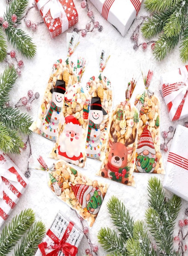 Luktastic Christmas Treat Bags, 100Pcs Christmas Candy Bags, Xmas Cellophane Treat Bags with Twist Ties, Xmas Cellophane Gift Bag Cookie Bags Goodie Bag for Winter Xmas Holiday Party Favors Supplies - Image 4